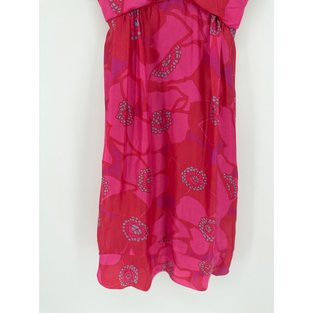 Marc Jacobs Silk Mini Dress Sz 2 Floral Pink Barbie Babydoll Empire Waist Y2K - Picture 4 of 7